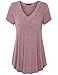 Vinmatto Women's Summer Short Sleeve V Neck Flowy Tunic Top(L,Pink)