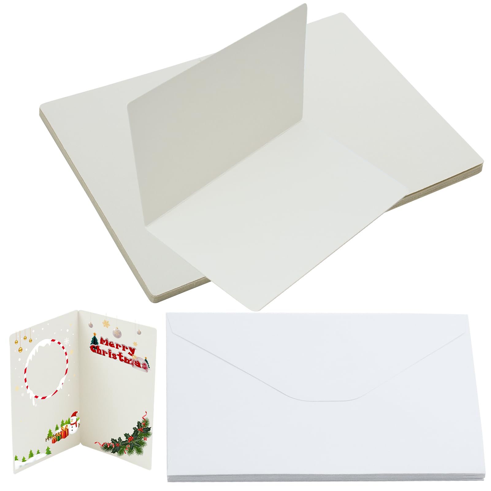 QincLing 20 Pieces Cards and Envelopes, 10 PCS Large White Card 10 PCS Envelopes Blank Cards Blank Greeting Cards Craft Printing Card for Christmas Card Making White Paper Crafting Painting