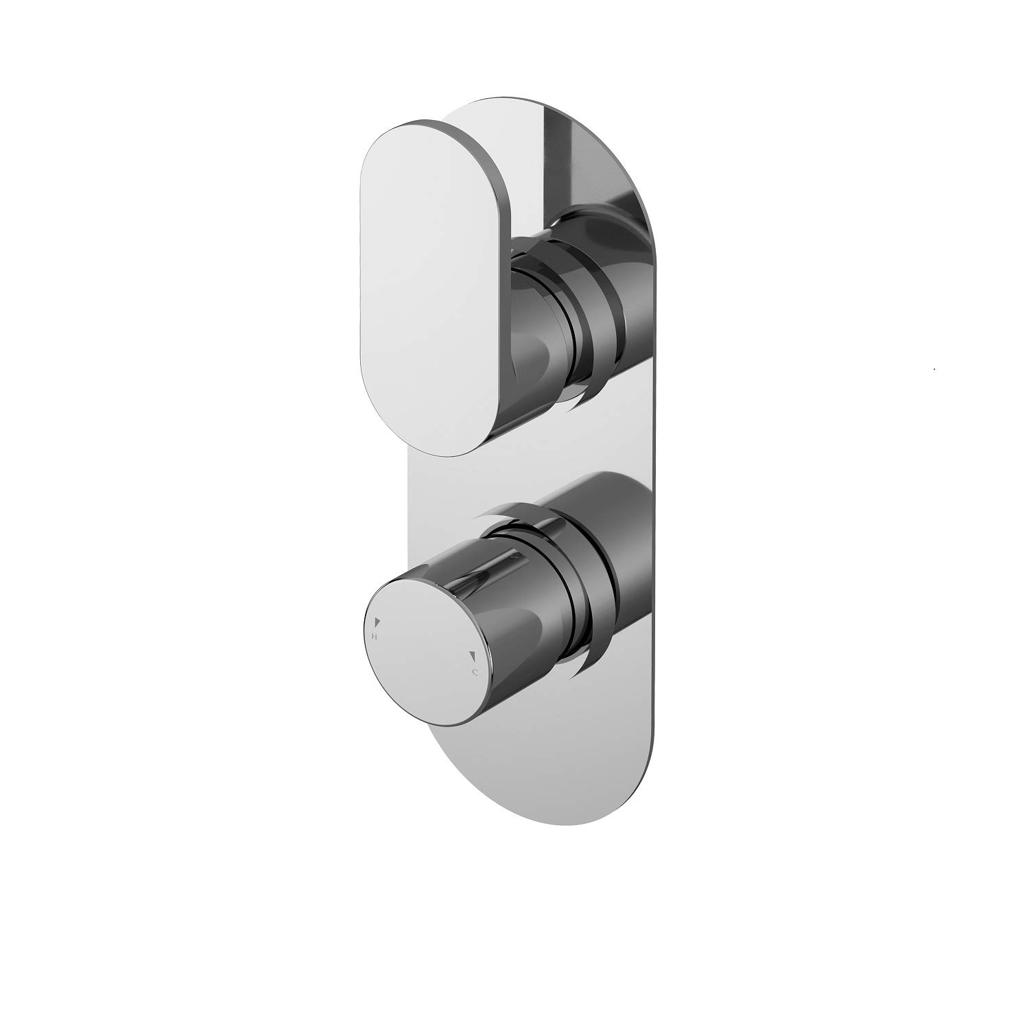 Nuie BINTW01 Binsey Modern Bathroom Round Twin Concealed Thermostatic Shower Valve with Lever Handle, 215mm, Chrome