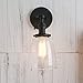 PERMO Industrial Vintage Single Sconce with Oval Cone Clear Glass Shade 1-Light Wall Sconce Wall Lamp (Black)