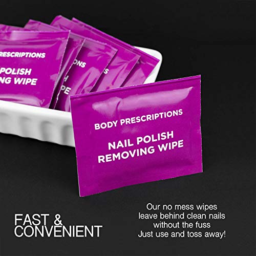 40 Nail Polish Remover Wipes - 2 pack (20 Count Each) of Nail Polish Remover Wipes Individually Wrapped by Body Prescriptions (Purple Packaging) - Thumbnail 4