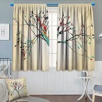 Anhounine Modern,Blackout Curtain,Retro Vintage Style Colorful Design on Abstract Black Tree with Leaves Buds Artwork,Drapes for Living Room,Multicolor,W72 x L45 inch