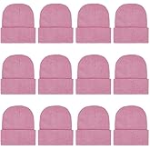 12 Packs Kids Beanies Winter Hats Warm Variety Pack, Assorted Colors Cuffed Knit Caps for Boys Girls Wholesale