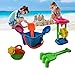 7 Pc Sand Castle Bucket Set - Kids Beach Assorted Castle Building Playset with Sand Castle Bucket Mold, Watering Can, Sand and Water Wheel Rake Sand Sieve Shovel and Oval Sand Scoop - 7 Pack