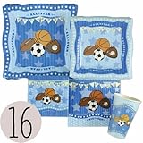 All Star Sports - Party Tableware Plates, Cups, Napkins - Bundle for 16