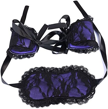 Catata Women Exotic Lingerie Lace Blindfold Mask Handcuff Set Role Play Costume
