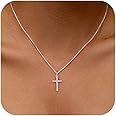 Awvialy Cross Necklace for Women, Small 14K Gold Plated Cross Pendant Necklace Dainty Gold Cross Necklace Cute Cross Choker Necklace Simple Gold Charm Necklace for Women Trendy Jewelry Gifts