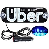 Tchrules Uber LED Sign Decor, Led Uber Sign with Suction Cups Glowing Uber Decor Accessories Uber Flashing Hook on Car Window with DC12V Car Charger Inverter