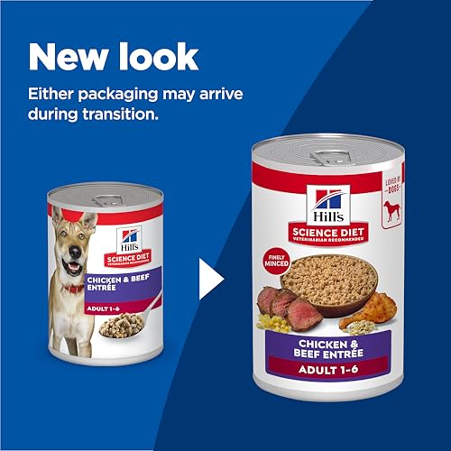 HILL’S SCIENCE DIET ADULT 1-6 WET DOG FOOD, CHICKEN & BEEF, 13 OZ. CANS, 12-PACK