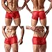 Men's Boxer Briefs Sexy Mesh Breathable Underwear Low Rise Cool Boxer(36Hong,M)