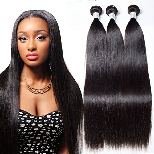 8A Remy Straight Brazilian Virgin Hair 3 Bundles Human Hair Extensions Weave 12 14 16inch Natural Color