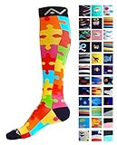 Compression Socks (1 pair) for Women & Men by A-Swift - Graduated Athletic Fit for Running, Nurses, Flight Travel, Skiing & Maternity Pregnancy - Boost Stamina & Recovery (Jigsaw, S/M)