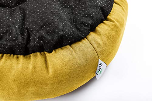 Love's cabin Round Donut Cat and Dog Cushion Bed, 20in Pet Bed for Cats or Small Dogs, Anti-Slip & Water-Resistant Bottom, Super Soft Durable Fabric Pet beds, Washable Luxury Cat & Dog Bed Yellow - Thumbnail 5