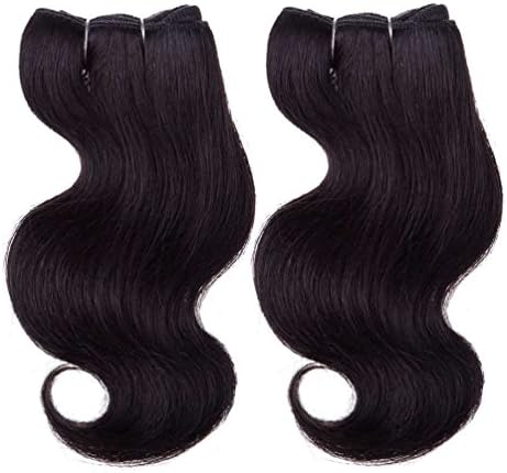 Emmet Brazilian Hair Extension Ombre Color Can be Dyed and Permed Body Wave Easy Installing&Sewing 8Inch Short 7A 100% Human Hair Weave 2PCS/Lot 50g/Piece, with Hair Care Ebook (1#)