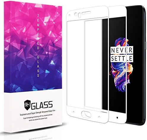 OnePlus 5 Screen Protectors,[2 Pack+1 Camera Lens Film] 9H Hardness 2.5D Full Coverage Tempered Glass Screen protector For OnePlus 5-White