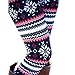 Ensasa Womens Autumn Winter Snowflake Graphic Printed Stretchy Leggings Pants, Black Red Flake Small