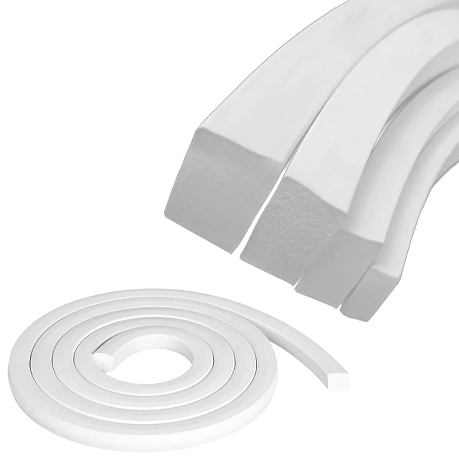 Estresen Silicone Foam Seal Strip, Square Soft Sponge White, Size 12mm x 12mm x 5 Meters for DIY, Window, Door and Machine Seal