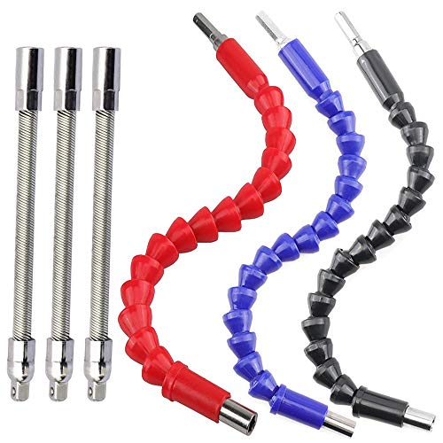 Flexible Drill Bit Extension Kits, DaKuan Fabulous 6 Pcs Flexible Socket Extension Cable and Screwdriver Soft Shafts Set, Universal Drill Connectors, Flex Bar Tools