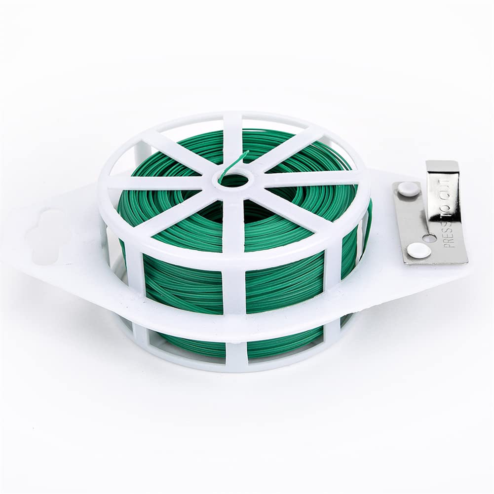 HOTMNTY Garden Twistee Tie, Green Plastic Coated String, Plastic Coated Garden Wire, Cutting Machine for Gardening, Vines, Shrubs and Flowers, For Organizing, DIY Craft Projects, 20m