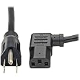 Tripp Lite Standard Computer Power Cord 10A,18AWG (NEMA 5-15P to Left Angle IEC-320-C13) 6-ft.(P006-006-13LA),Black