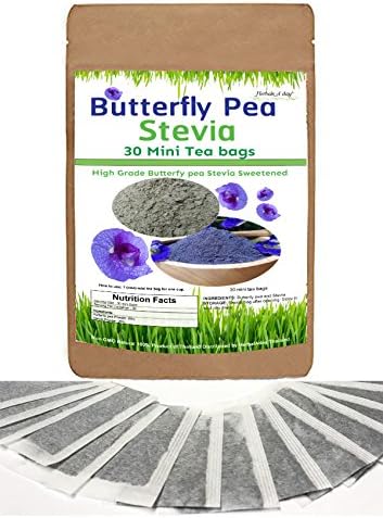 New Stevia & Butterfly pea Tea 30 mini bags The Best Tea Sweetness from nature for Enjoy and Relax Time Every day.