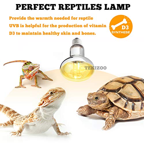 TEKIZOO UVA UVB Super Sun Lamp High Intensity Self-Ballasted Heat Basking Mercury Vapor Lamp/Light/Bulb for Reptile and Amphibian (125W)