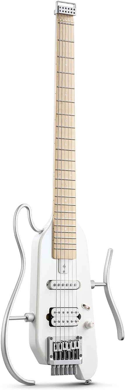 Donner HUSH-X Featherlight Travel Electric Guitar Kit Metallic White