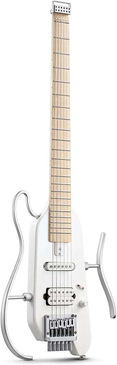 Donner HUSH-X Featherlight Travel Electric Guitar Kit Metallic White