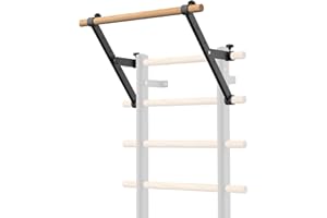 DHT DYNAMIC HEALTH TECH DHT Wood Stall Bar, Swedish Ladder Suspension Trainer with 9 Strategic Rods, for Home, Gym, School and Clinics, Black