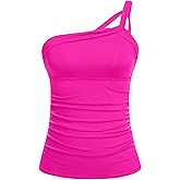Women's Swimsuit Tankini Top Only - One Shoulder Swim Top Tummy Control Bathing Suit No Bottom 2025 Swimwear