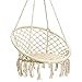 Karriw Hammock Chair Macrame Swing,Cotton Hanging Macrame Hammock Swing Chair Ideal for Indoor, Outdoor, Home,Bedroom, Patio, Deck, Yard, Garden (Beige) primary