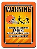 Funny Warning Football Browns 9x12 Aluminum Sign Wall Art