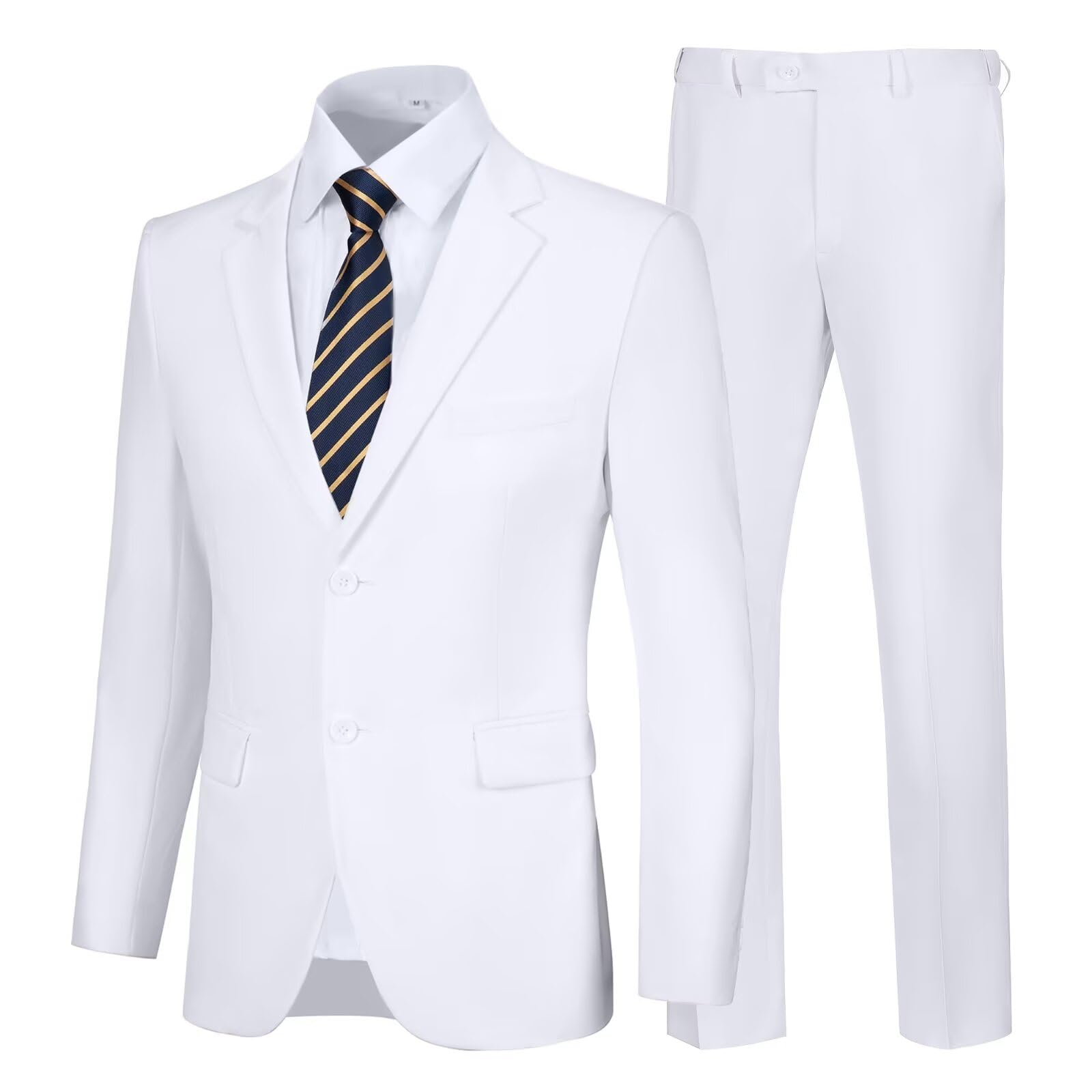 Mens White Suits Slim Fit 2 Piece Suit Set