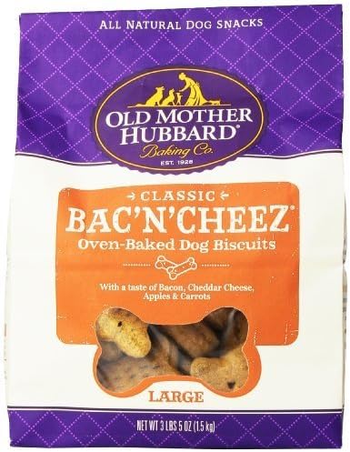 Old Mother Hubbard Crunchy Classic Natural Dog Treats Made in USA Only, Bac'N'Cheez Large Biscuits, 3.3-Pound Bag by WellPet LLC