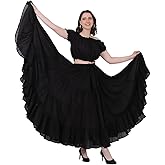 Wevez Women’s 40 Inch Cotton Full Circle Elastic Waist Tribal Fusion Belly Dance A Line Plus Size Maxi Skirt