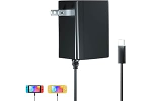 PURBHE Charger for Nintendo Switch with 6.6FT Charging Cable AC Power Supply Adapter to Nintendo Switch and OLED and Lite, Output 15V2.6A Support Switch TV Dock Mode, Compatible Steam Deck and PS5 Controller