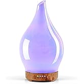 Porseme 150ml Essential Oil Diffuser Glass Color Changing Aroma Air Diffusers Aromatherapy Ultrasonic Cool Mist Humidifier 6 Running Hours Waterless Auto-Off for Sleeping Yoga Office Spa (White Jade)