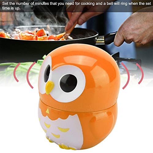 Rosvola Mechanical Timer, Cute Owl Shape Manual Cooking Counters Clock for Kitchen(Orange)