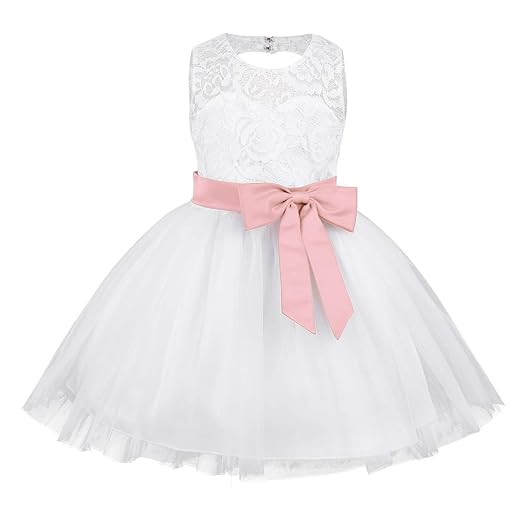 Agoky Baby Festliche Kleidung zur Taufe Hochzeit Blumenmädchen Kleider Party Prinzessin Brautjungfer Festzug Tutu Tüll-Kleid