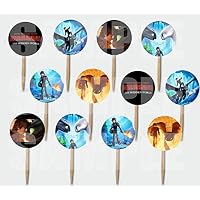 Party Over Here Train Dragon 3 Picks Double-Sided Images Cake Topper -12,How to Train Your Dragon Toothless Girl Stormfly Night Fury Hiccup
