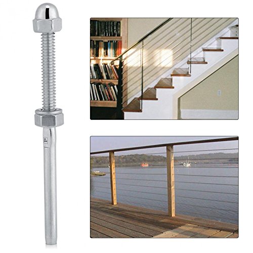 60 pcs Stainless Steel Handrail Railing Cable Tensioner Threaded Stud End Fitting for 1/8 inch Cable Wire