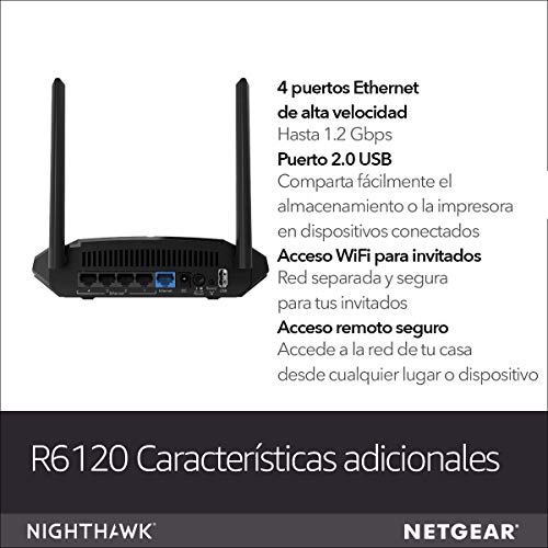 Netgear-R6120-Router-WiFi-AC1200-Doble-Banda-4-Puertos-Fast-1200-Mbits