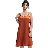 Maxbee Nightgowns for Women Silk Satin Sleepwear Adjustable Spaghetti Strap Sleepshirt Racerback Sleep Dress