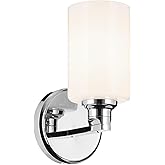 Kichler Gioe 5" 1-Light Wall Sconce with Opal Glass in Chrome, Damp Rated, for Powder Room, Bathroom, Kitchen, Hallway, Bedro