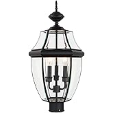 Kalium Outdoor Post Lights, 3 Light Lamp Post Light Fixture Hardwired with Clear Beveled Glass, 23" Large Waterproof Lamp Pil