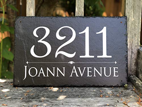 Beautifully Handcrafted and Customizable Slate Home Address Plaque (12"x8" 12"x6" or 16"x10") Personalized House Sign with and mounting hardware. Improve the curb appeal of your property