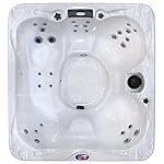 American Spas AM-630LS 5-Person 30-Jet Lounger Spa with Backlit LED Waterfall, Sterling and Smoke