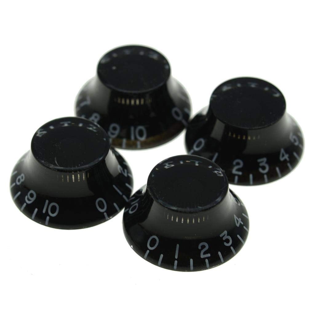 KAISH Pack of 4 American Spec LP Guitar Bell Knobs 24 Fine Spline Top Hat Guitar Knobs for Les Paul with CTS Split Shaft Pots Black