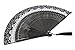 OMyTea Folding Hand Held Rave Bamboo Fan for Women - Chinese Japanese Spanish Lace Pattern Handheld Fan - for Wedding, Decoration, Performance, Dancing, Church, Party, Gifts (Black)