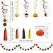 Supla 33 Pack Fall Thanksgiving Party Decorations Set – Fall Hanging Maple Leaves Pumpkins Swirl Paper Pom Poms Paper Fans Paper Lanterns Tassel Garland Honeycomb Pumpkins Circle Dots Paper Garland